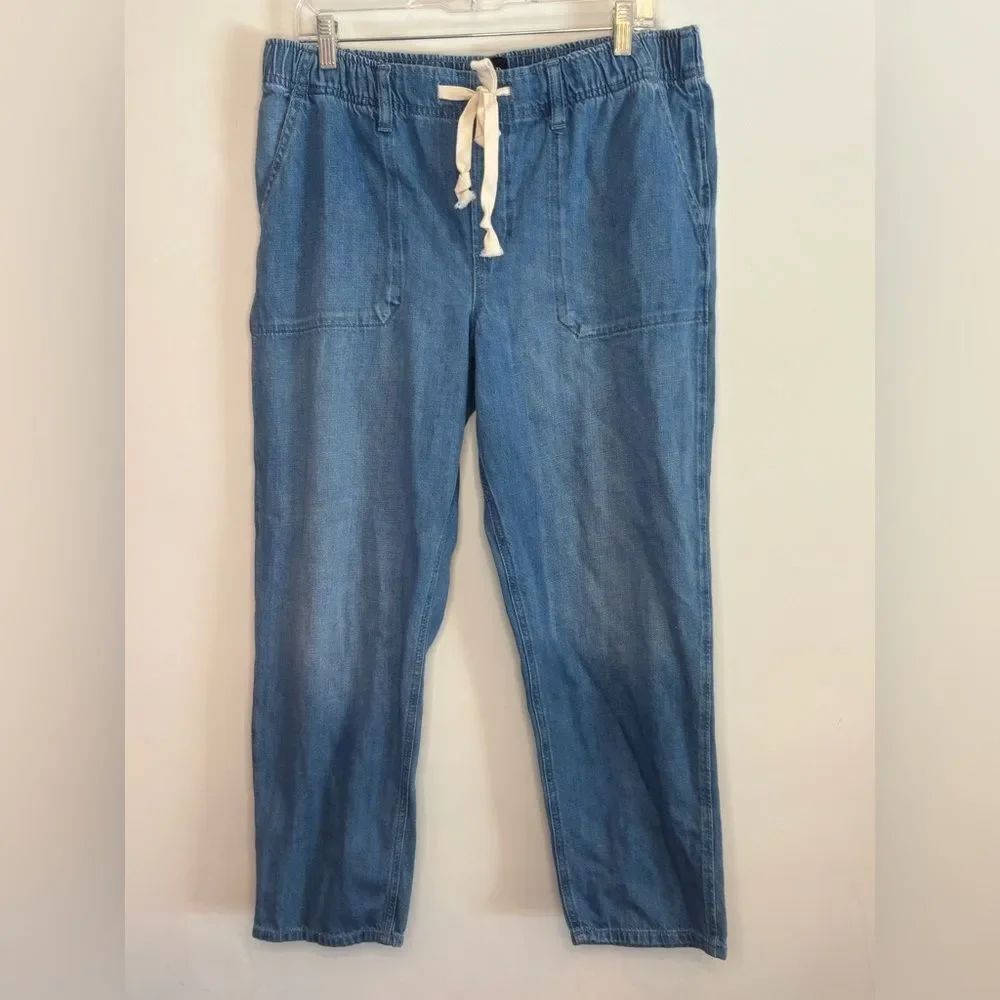 GAP EUC blue elastic waistband wide leg jeans Size large